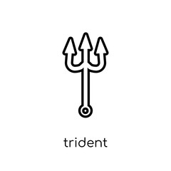 Trident icon. Trendy modern flat linear vector Trident icon on white background from thin line india collection