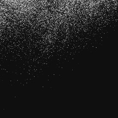 Fototapeta na wymiar White Abstract Particles On Black Background. Falling Snowflakes Imitation. Digitally Generated Image. Vector Illustration, Eps 10.