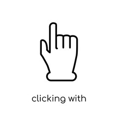 Clicking with the left hand icon. Trendy modern flat linear vect