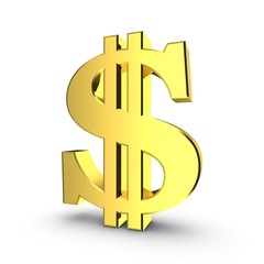 Obraz premium Golden USA dollar sign on a white.