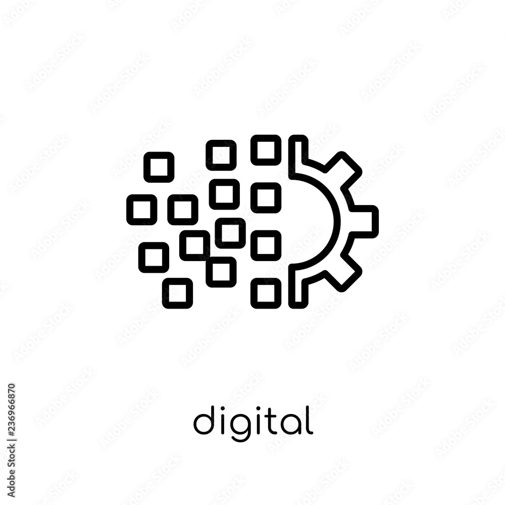 Poster digital transformation icon. trendy modern flat linear vector digital transformation icon on white b