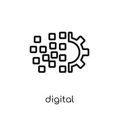 digital transformation icon. Trendy modern flat linear vector digital transformation icon on white background from thin line general collection