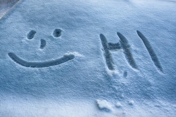 frozen glass of a car on a winter day