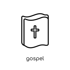 gospel icon. Trendy modern flat linear vector gospel icon on white background from thin line Religion collection