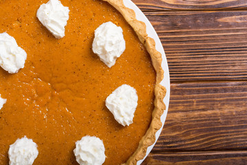 Homemade american traditional pumpkin pie