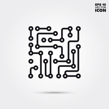  electronic circuit abstract vector line icon