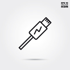  lightning plug vector line icon