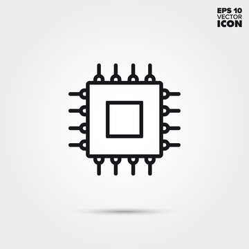  microprocessor vector line icon