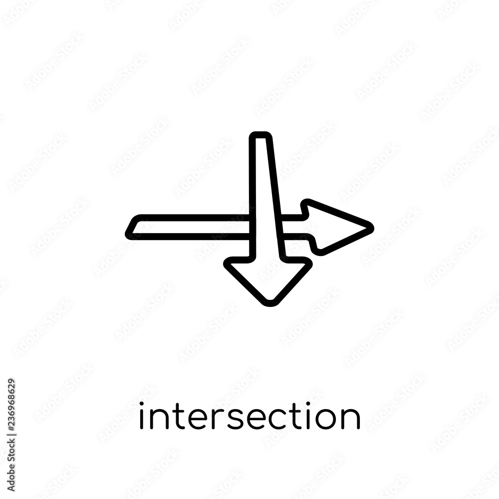 Poster intersection icon. trendy modern flat linear vector intersection icon on white background from thin 