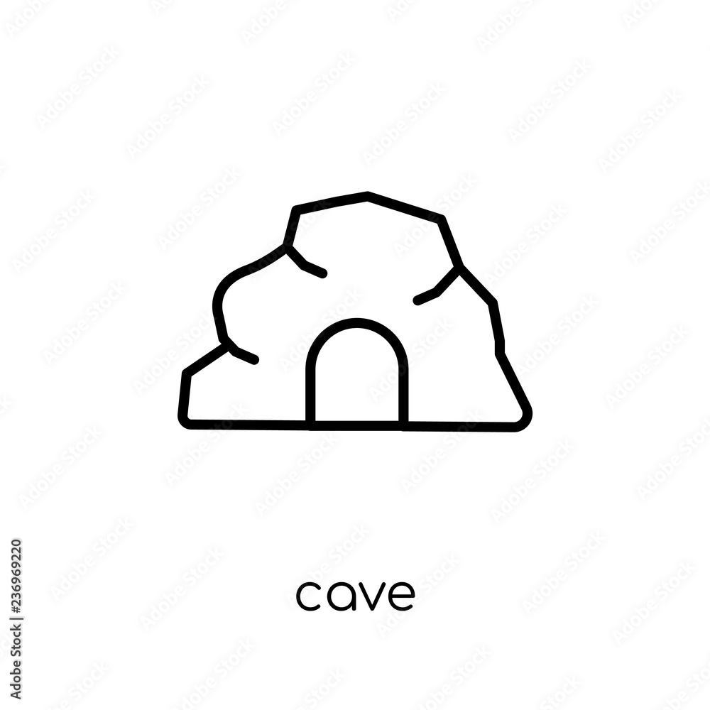 Wall mural cave icon. Trendy modern flat linear vector cave icon on white background from thin line nature collection