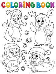 Printed kitchen splashbacks For kids Coloring book Christmas penguins 2