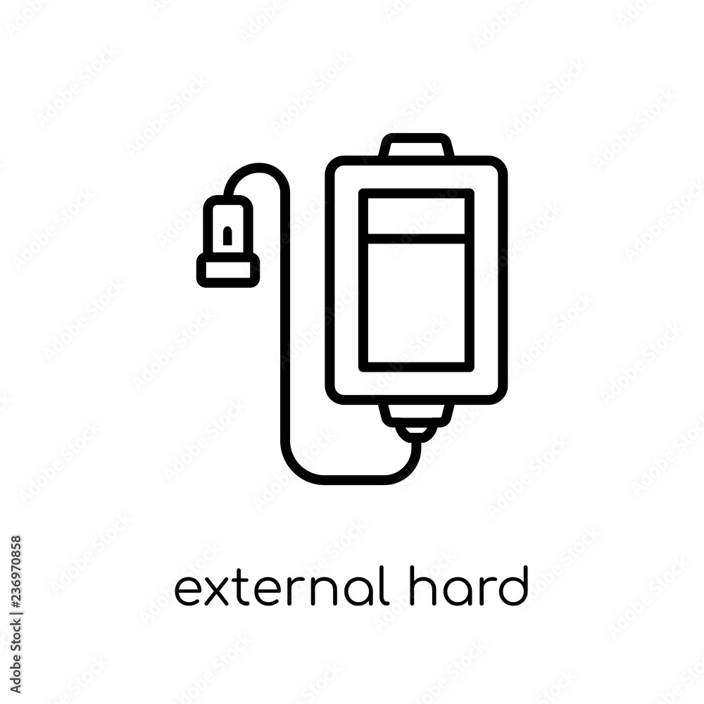 Poster external hard drive icon. trendy modern flat linear vector external hard drive icon on white backgro