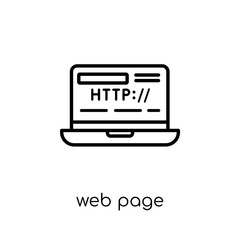 Web page icon. Trendy modern flat linear vector Web page icon on white background from thin line Programming collection