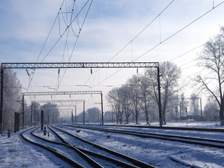 Snowy winter railway