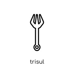 Trisul icon. Trendy modern flat linear vector Trisul icon on white background from thin line india collection