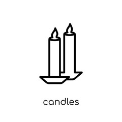 Candles icon. Trendy modern flat linear vector Candles icon on white background from thin line Religion collection