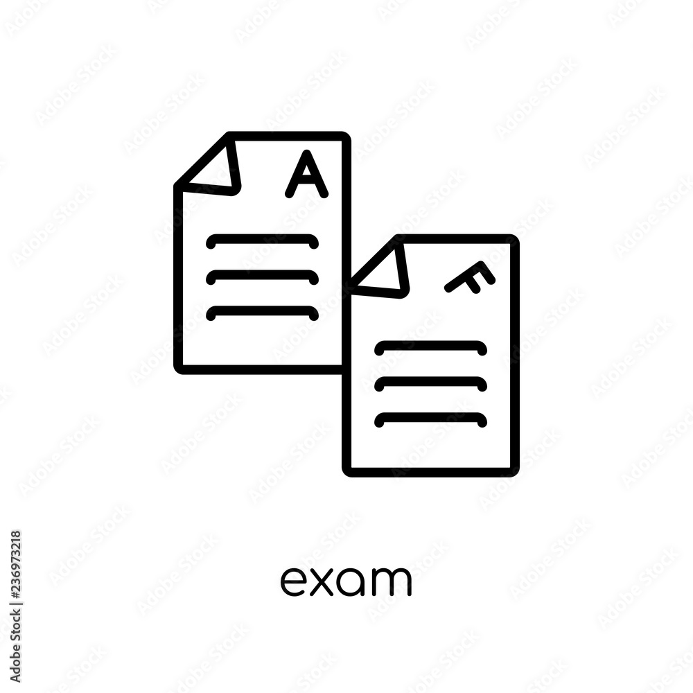 Poster exam icon. trendy modern flat linear vector exam icon on white background from thin line e-learning 