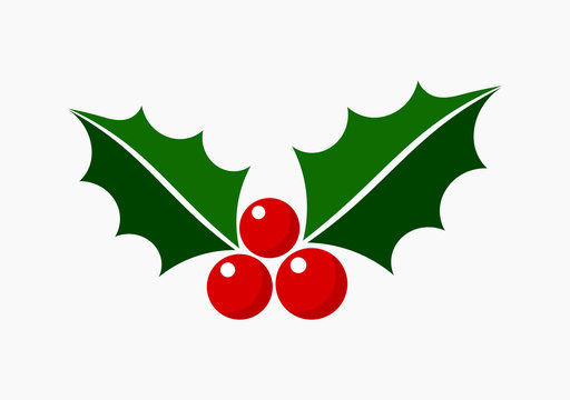 Christmas holly icon symbol.