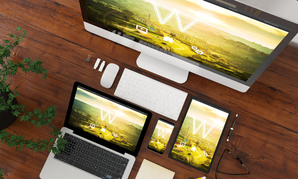 devices collection top view with cms theme template website
