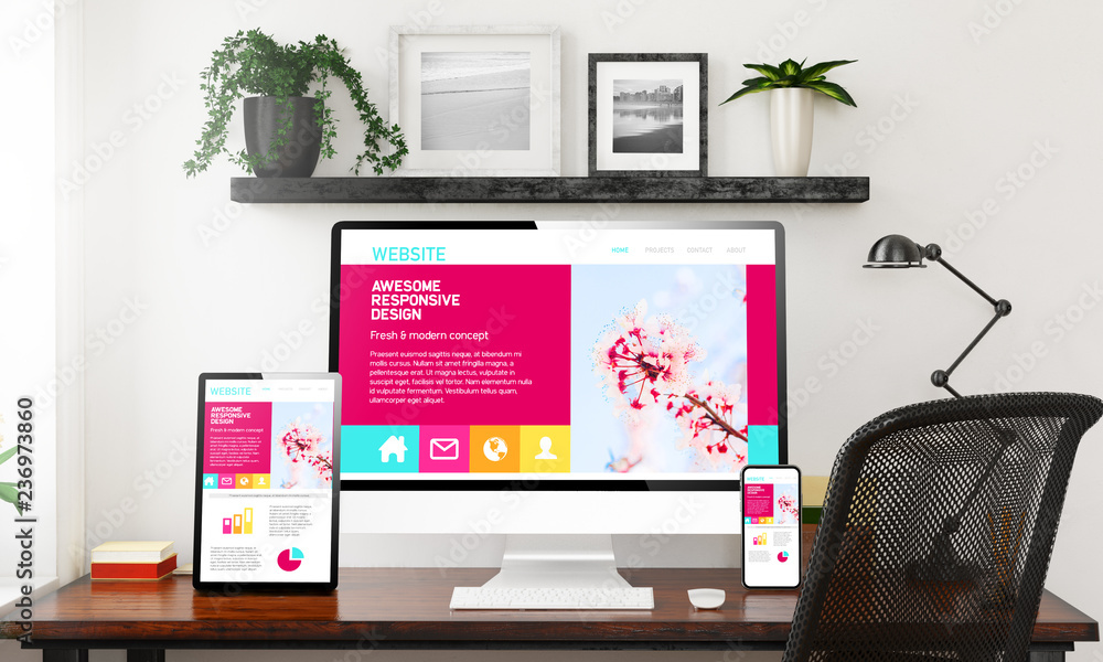 Canvas Prints responsive home office devices showing awesome responsive design