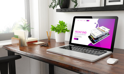 laptop at home office front end
