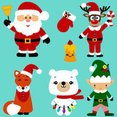 Christmas icons. Collection. Santa. New Year. Symbol.