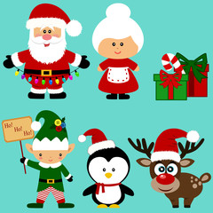 Christmas icons. Collection. Santa. New Year. Symbol. 