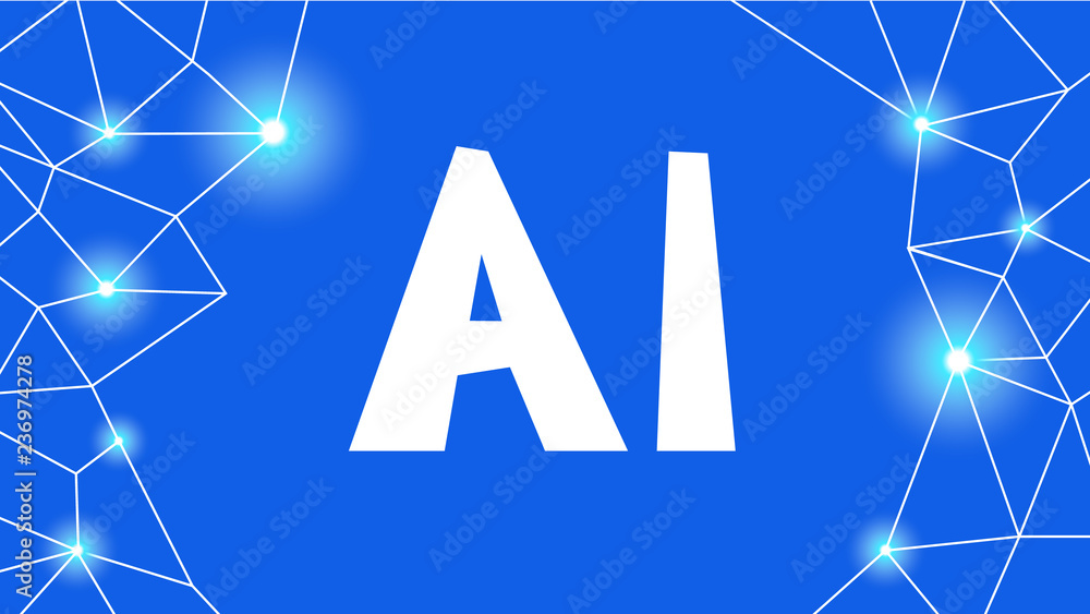Poster artificial intelligence concept. futuristic technology and robot brain