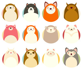 Set of avatars icons with cute animals