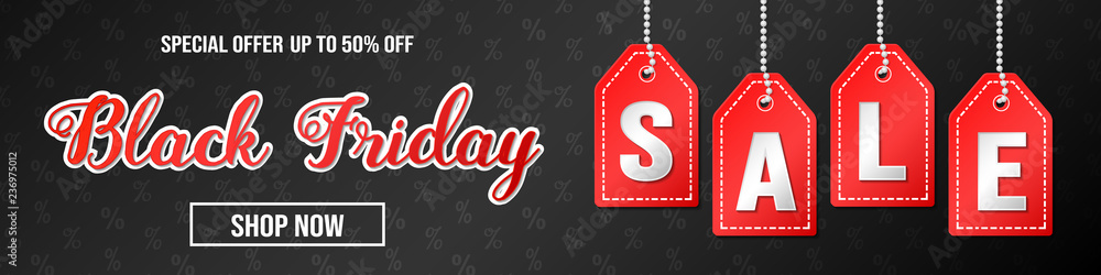 Wall mural Black Friday Sale - shiny header with text. Vector.