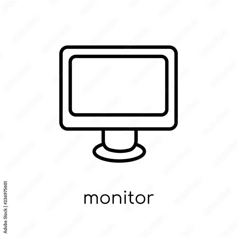 Poster monitor icon. trendy modern flat linear vector monitor icon on white background from thin line elect