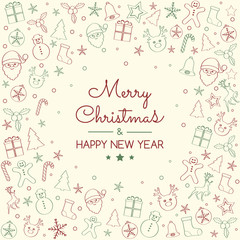 Christmas ornament with hand drawn elements. Vector.