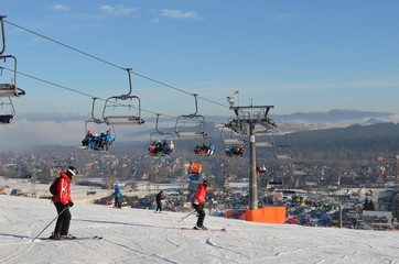 Mountain ski in Poland on New Year in Bialka Tatrzanska