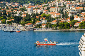 boats in the bay. view of city of dubrovnik in croatia