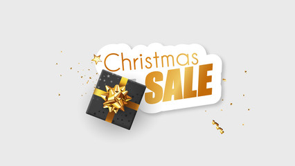 Christmas sale promotional banner with colorful christmas elements