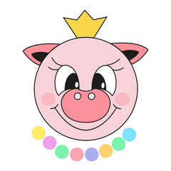 ПечатьPig, Cute cartoon symbol of the New Year. 2019. Isolated vector illustration but on white background.