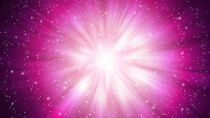 Pink sparkle rays lights with bokeh elegant abstract background. Dust sparks background.