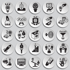 Crowdfunding icons set on plates background for graphic and web design, Modern simple vector sign. Internet concept. Trendy symbol for website design web button or mobile app