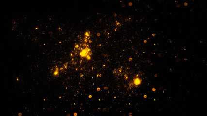 Fototapeta na wymiar Abstract gold bokeh with black background. Merry Christmas background. glitter lights background. defocused.