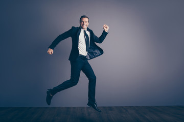Full length body size photo portrait of funky funny style stylis