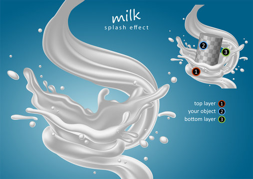 Milk advertising design,  high detailed realistic illustration