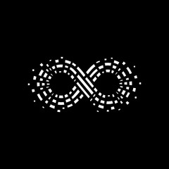 Infinity icon - Infinite pixel logo - black and white