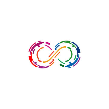 Colorful Infinity logo - infinite digital technology vector