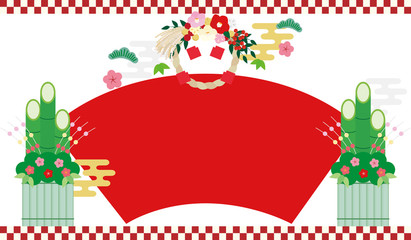 しめ飾り門松,松・笹・梅・扇形の祝賀イメージ