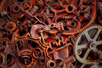 Steampunk texture, backgroung with mechanical parts, gear wheels