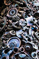 Steampunk texture, backgroung with mechanical parts, gear wheels