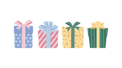Christmas gift boxes vector on white background