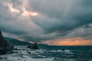 breathtaking sunset in Gaztelugatxe. Basque Country, Spain.