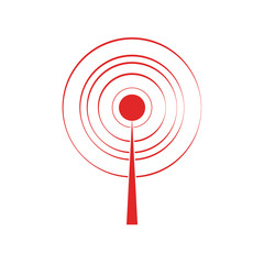 Blue circle signal. Wave sound or radio signals vector