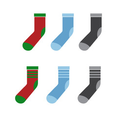 Socks vector icons. Cotton christmas socks background
